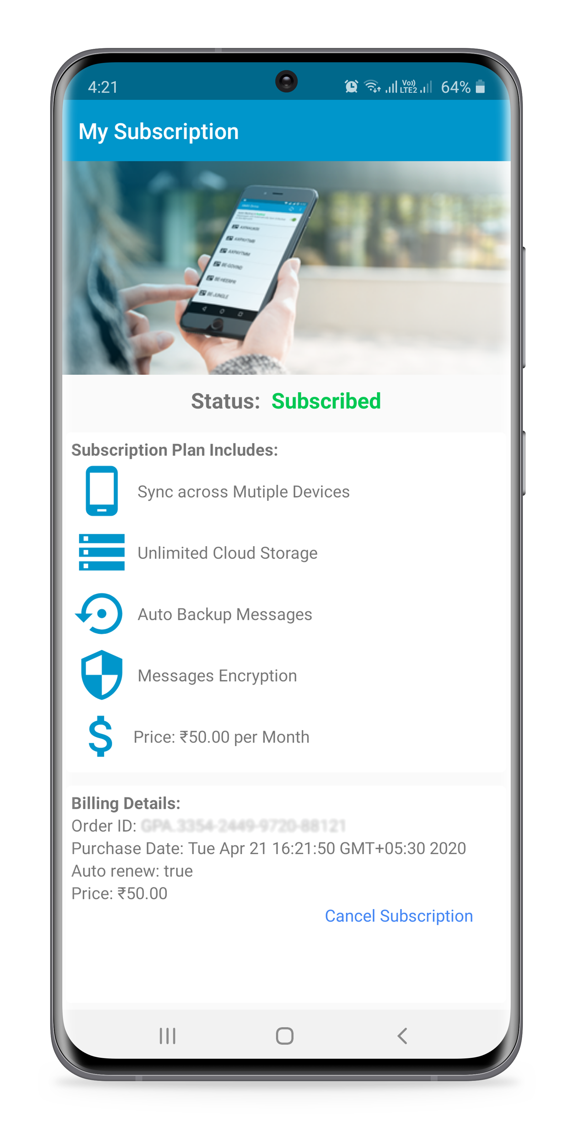 Manage Subscription of SMS Drive